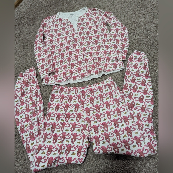Roller Rabbit Pink Monkeys Pajamas Preppy Cute Cotton 2 piece set - Picture 2 of 7